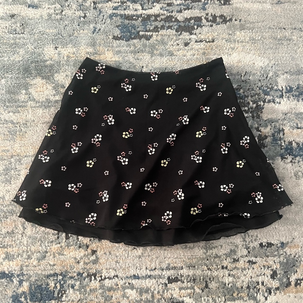 Black Floral Mini Skirt